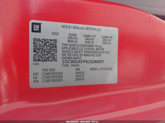 2018 CHEVROLET EXPRESS 2500 WORK VAN 9