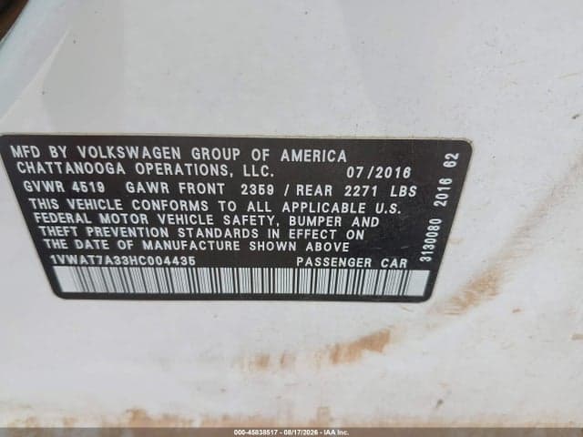 2017 VOLKSWAGEN PASSAT 1.8T SE 9