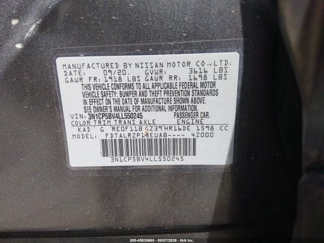 2020 NISSAN KICKS S XTRONIC CVT 9