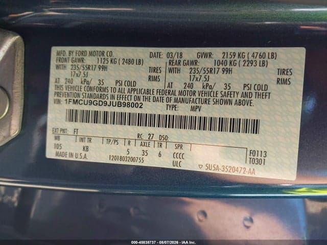 2018 FORD ESCAPE SE 9