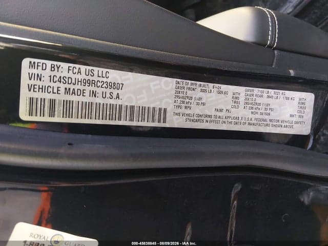 2024 DODGE DURANGO SRT HELLCAT PREMIUM AWD 9