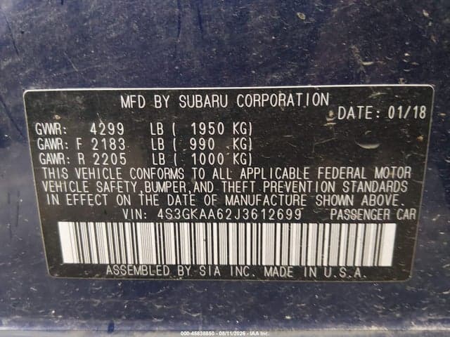 2018 SUBARU IMPREZA 2.0I 9