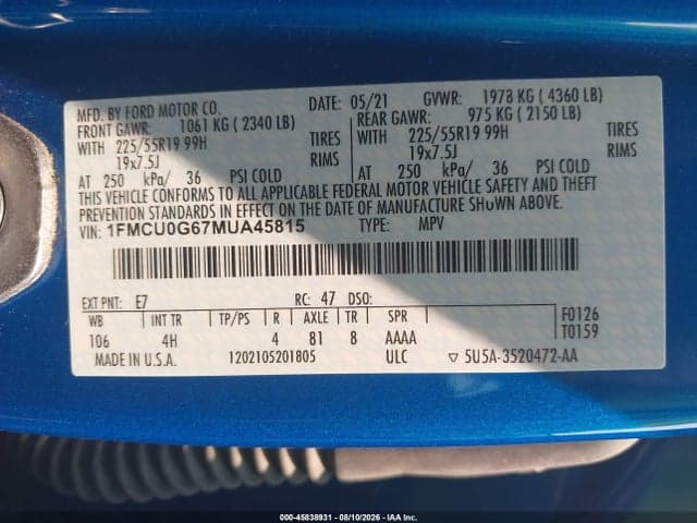 2021 FORD ESCAPE SE 9