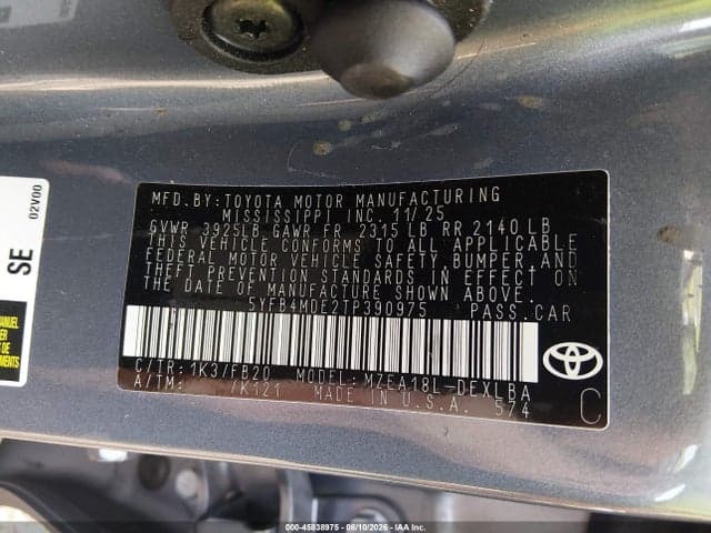 2026 TOYOTA COROLLA LE 9