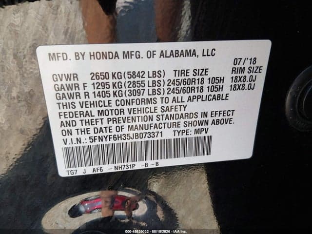 2018 HONDA PILOT EX 9