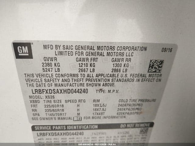 2017 BUICK ENVISION ESSENCE 9