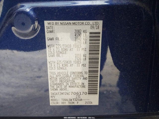 2019 NISSAN ROGUE SL 9