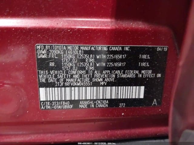 2019 TOYOTA RAV4 LE 9
