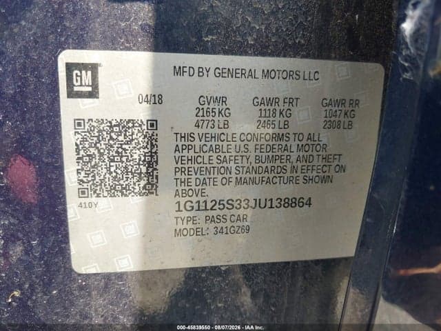 2018 CHEVROLET IMPALA 2LZ 9