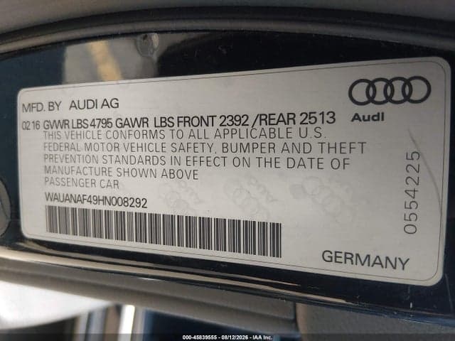 2017 AUDI A4 PREMIUM 9