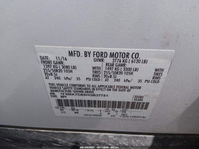 2017 FORD EXPLORER XLT 9