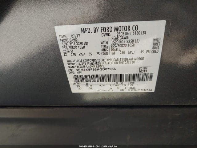2017 FORD EXPLORER LIMITED 9
