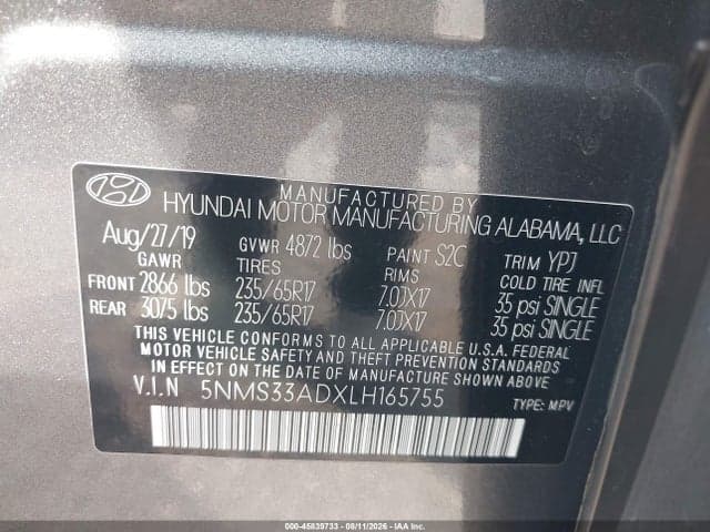 2020 HYUNDAI SANTA FE SEL 9