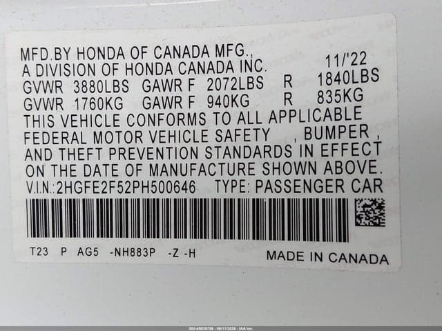 2023 HONDA CIVIC SPORT 9