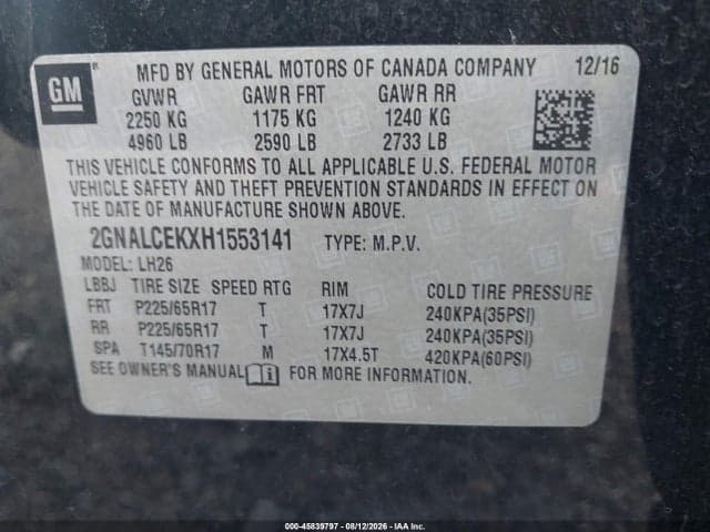 2017 CHEVROLET EQUINOX LT 9