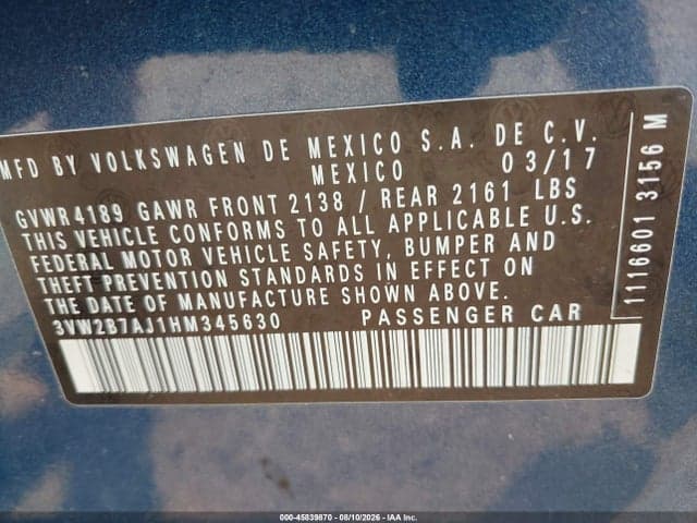 2017 VOLKSWAGEN JETTA 1.4T S 9