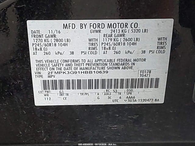 2017 FORD EDGE SE 9