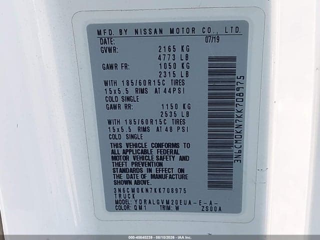 2019 NISSAN NV200 SV 9