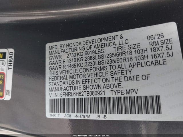 2026 HONDA ODYSSEY EX-L 9