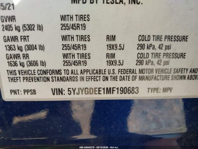 2021 TESLA MODEL Y LONG RANGE DUAL MOTOR ALL-WHEEL DRIVE 9