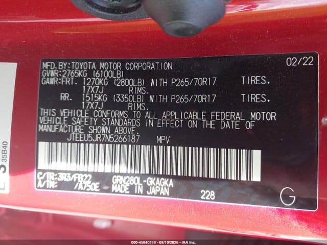 2022 TOYOTA 4RUNNER SR5 9