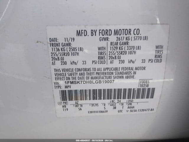 2020 FORD EXPLORER XLT 9