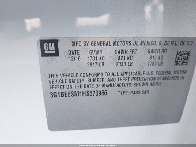 2017 CHEVROLET CRUZE LT AUTO 9