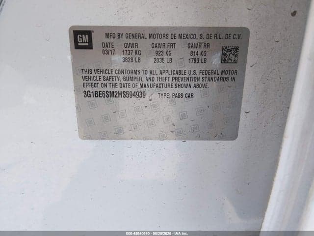 2017 CHEVROLET CRUZE LT AUTO 9