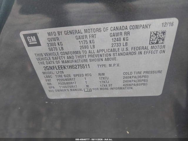 2017 CHEVROLET EQUINOX LS 9