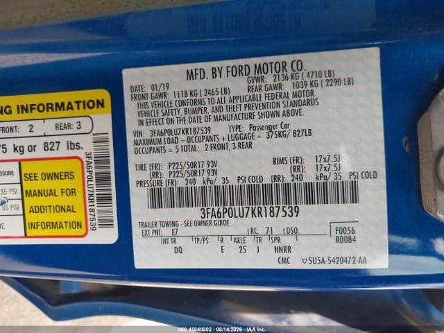 2019 FORD FUSION HYBRID SE 9