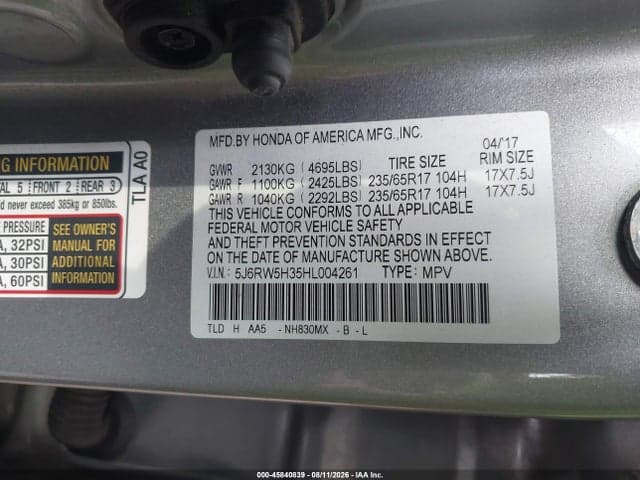2017 HONDA CR-V LX 9