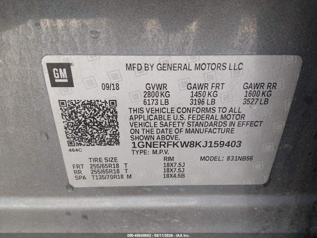 2019 CHEVROLET TRAVERSE LS 9
