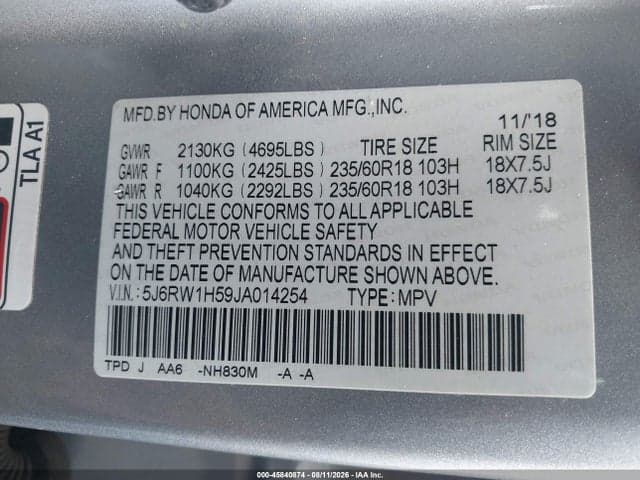 2018 HONDA CR-V EX 9