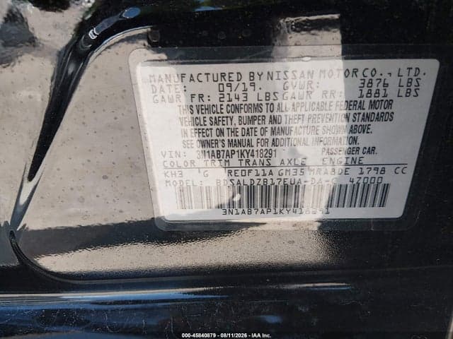 2019 NISSAN SENTRA SV 9