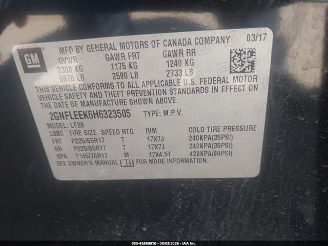 2017 CHEVROLET EQUINOX LS 9