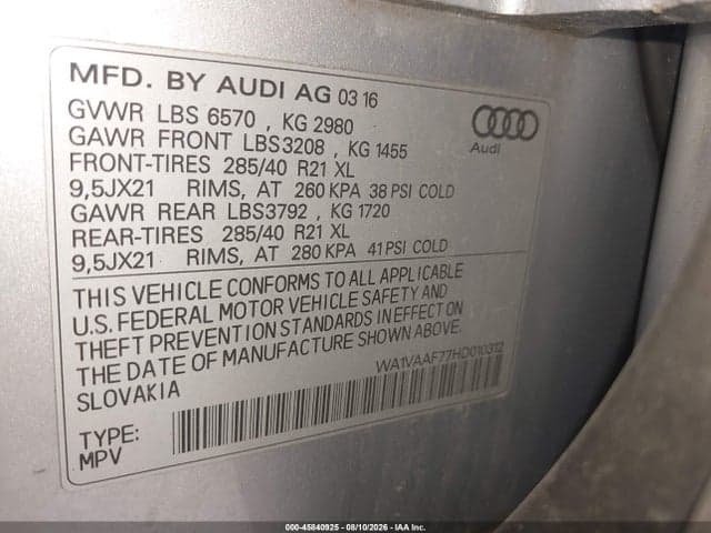 2017 AUDI Q7 3.0T PREMIUM 9