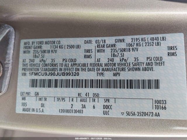 2018 FORD ESCAPE TITANIUM 9