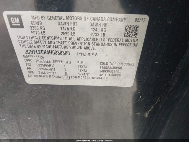 2017 CHEVROLET EQUINOX LS 9