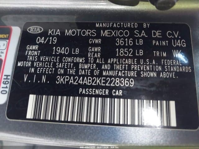 2019 KIA RIO S 9