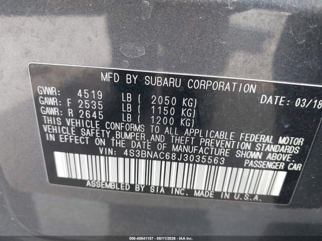 2018 SUBARU LEGACY 2.5I PREMIUM 9