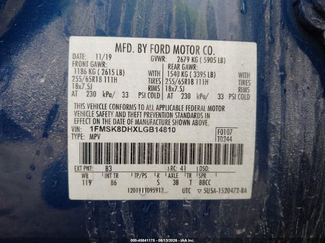 2020 FORD EXPLORER XLT 9