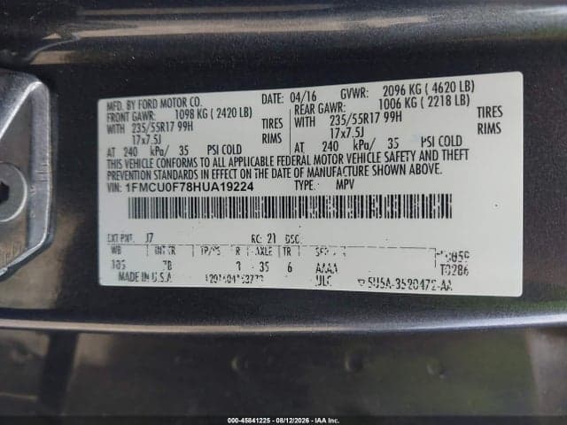 2017 FORD ESCAPE S 9