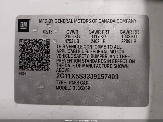 2018 CHEVROLET IMPALA 1FL 9