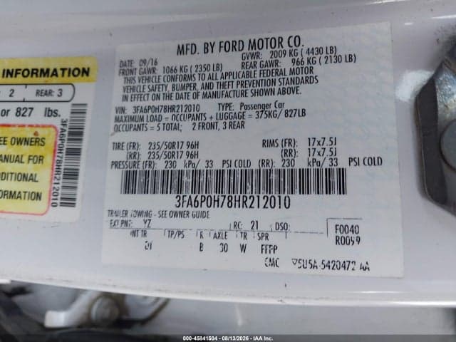 2017 FORD FUSION SE 9