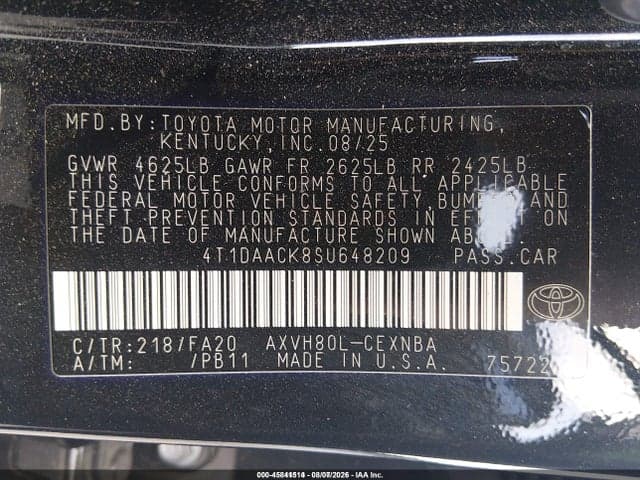 2025 TOYOTA CAMRY LE 9