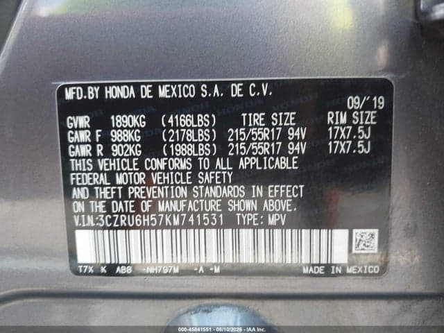 2019 HONDA HR-V EX 9