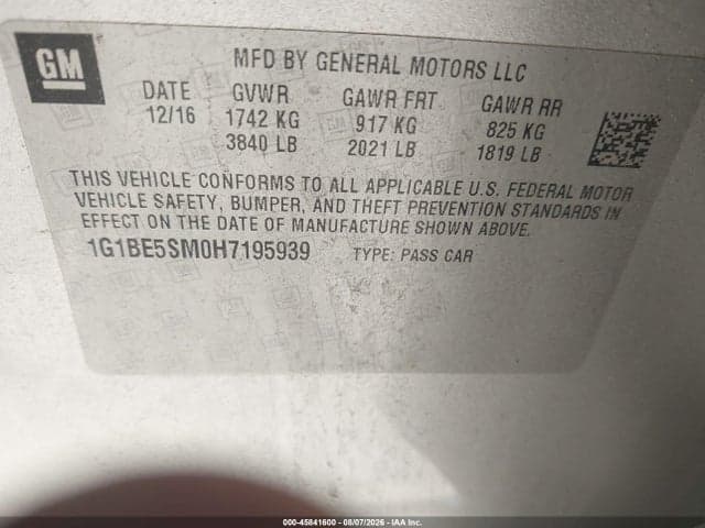 2017 CHEVROLET CRUZE LT AUTO 9