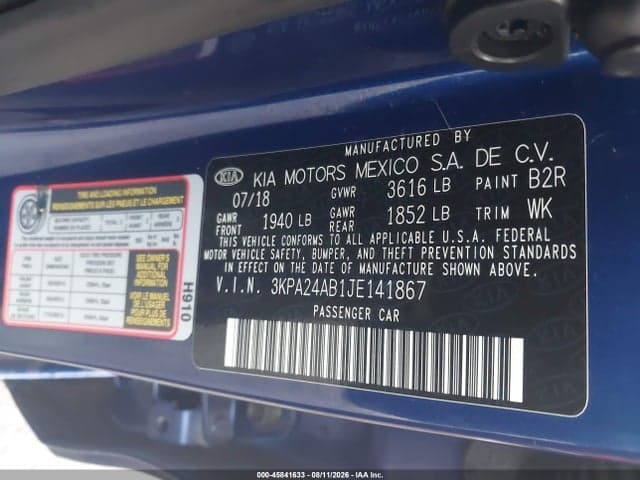 2018 KIA RIO S 9