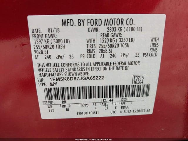 2018 FORD EXPLORER XLT 9