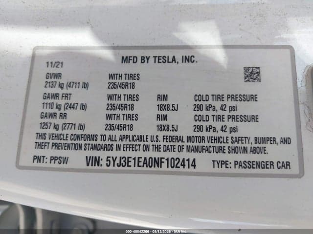 2022 TESLA MODEL 3 REAR-WHEEL DRIVE 9